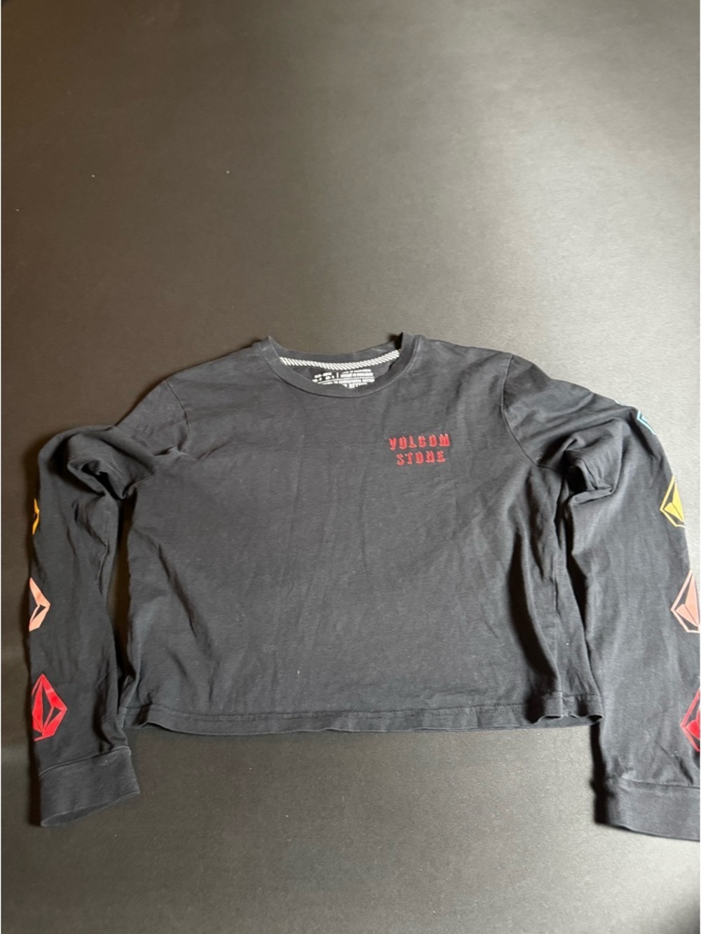 Volcom Black Long Sleeve Graphic Top Streetwear Y2K Sporty